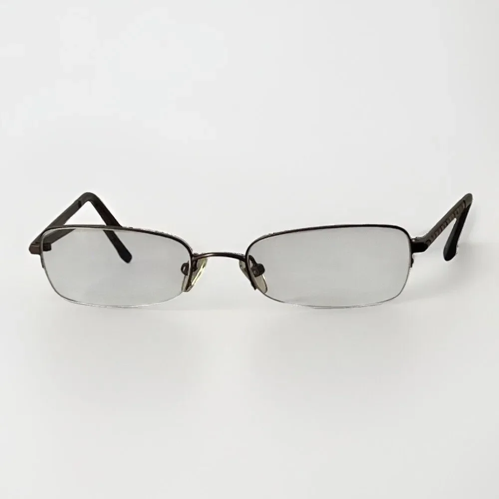 Vera Wang Luxe Impression Half-rim Frames Bronze Titanium Amber Gemstone Detail